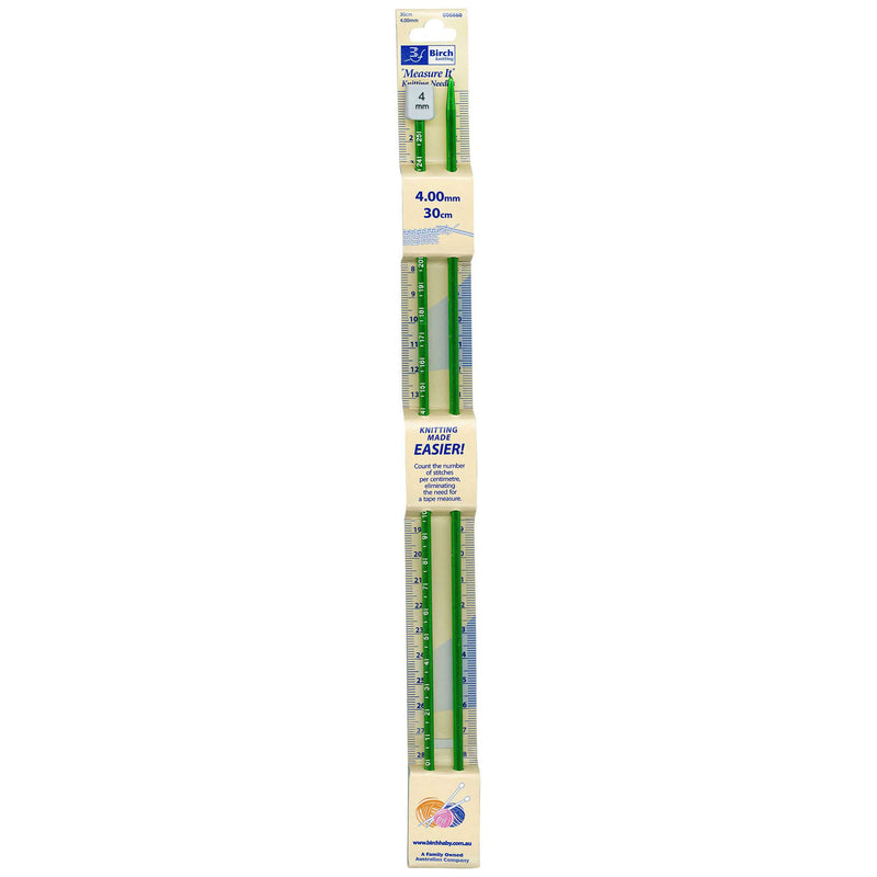 Birch Knitting Needle Measure It 30cm - 4mm*