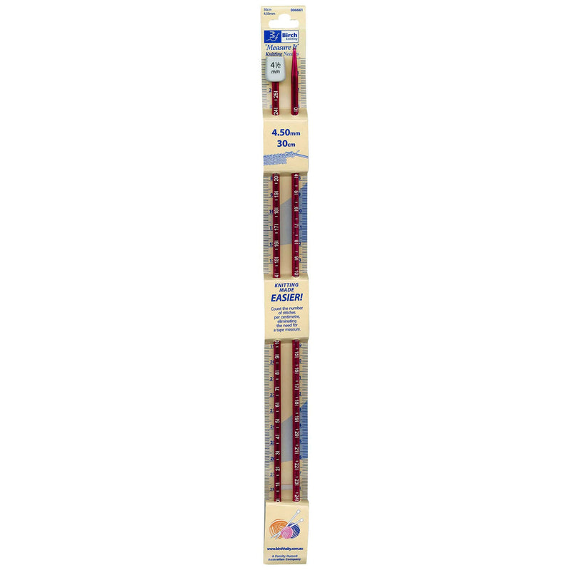 Birch Knitting Needle Measure It 30cm - 4 1/2mm*