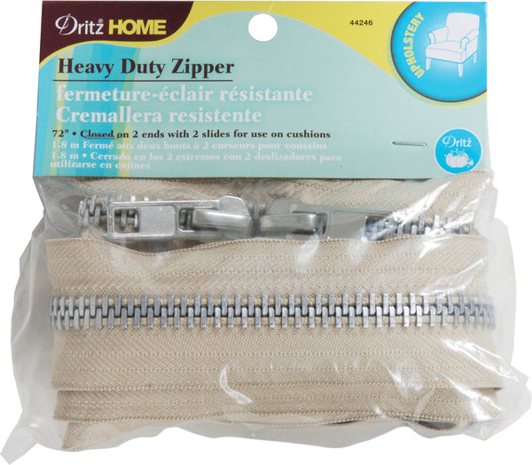 Dritz Home Heavy-Duty Nylon Closed Bottom Zipper 72" - Beige