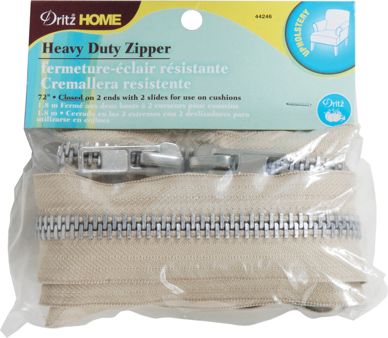 Dritz Home Heavy-Duty Nylon Closed Bottom Zipper 72" - Beige