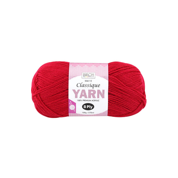 Birch Creative Classique Knitting Yarn - Red 100g