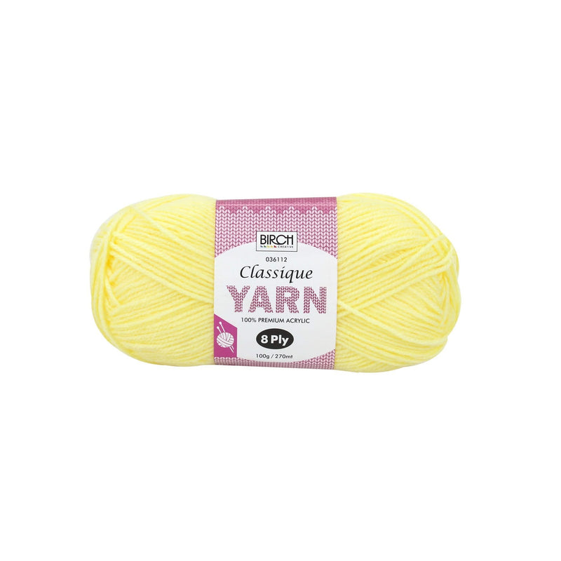 Birch Creative Classique Knitting Yarn - Lemon 100g*