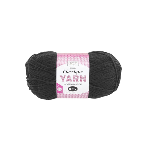 Birch Creative Classique Knitting Yarn - Black 100g