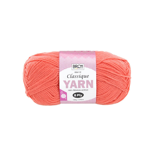 Birch Creative Classique Knitting Yarn - Coral 100g