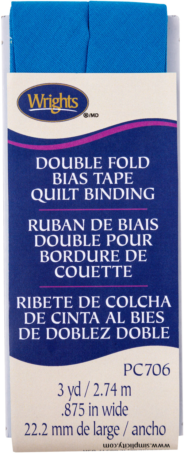 Wrights Double Fold Quilt Binding .875"X3yd - Teal*