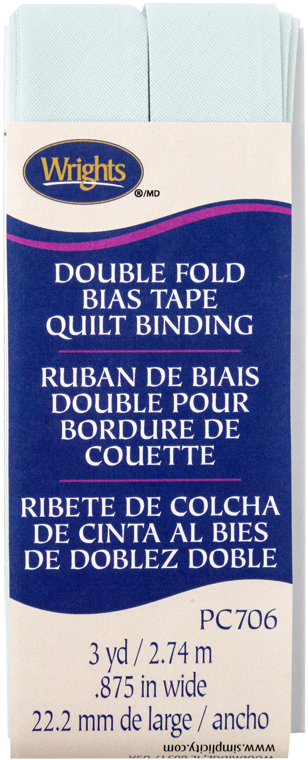 Wrights Double Fold Quilt Binding .875"X3yd - Ice Mint*