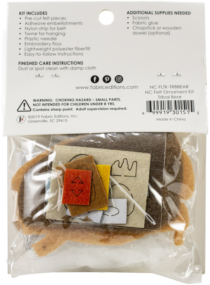 Fabric Editions Needle Creations Felt Ornament Kit - Tribal Bear*