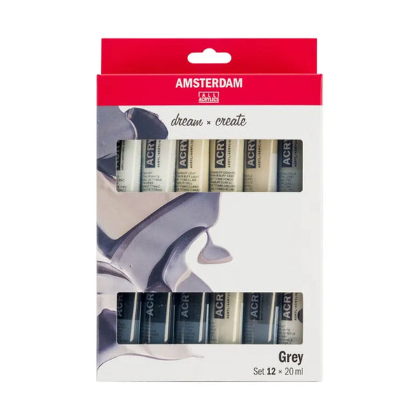 Amsterdam Acrylic Paint Set 12 Pack - Greys