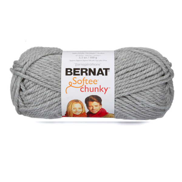 Bernat Softee Chunky Yarn - Grey Heather - 3.5oz/100g