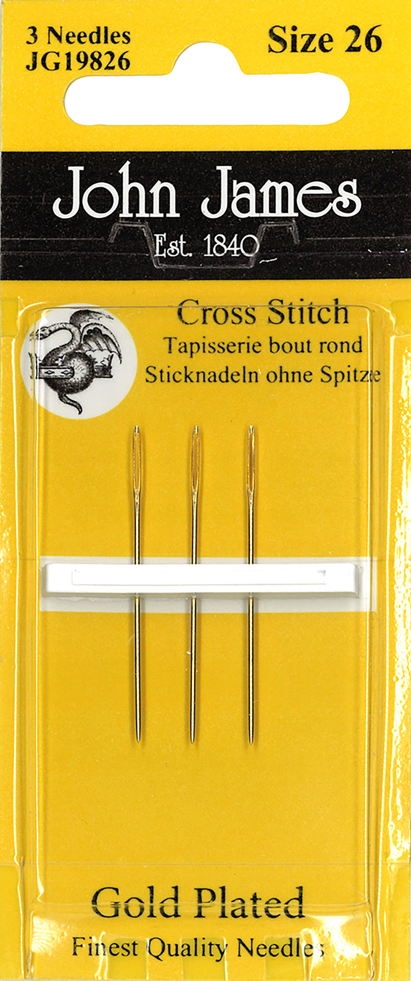 John James Gold Tapestry Hand Needles Size 26 3/Pkg