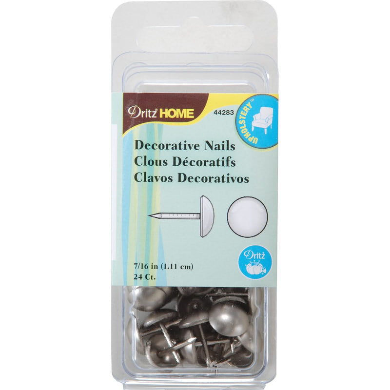 Dritz Home Upholstery Decorative Nails 7/16" 24 pack - Brushed Nickel*