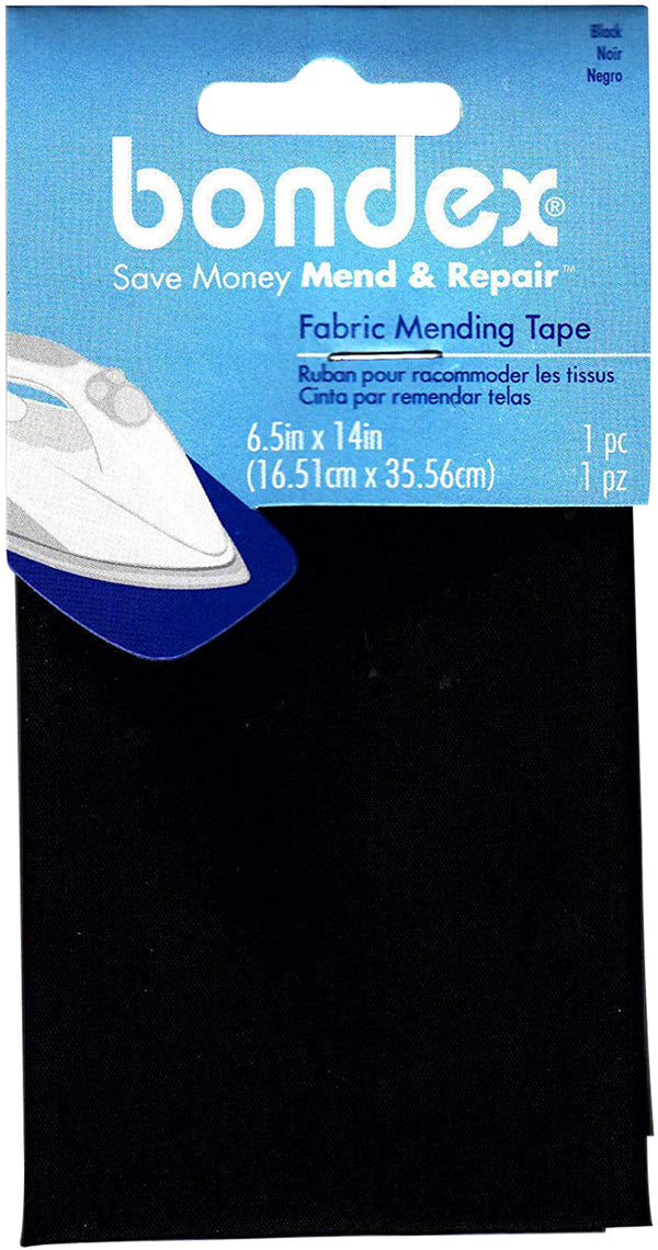 Bondex Iron-On Mending Fabric 6.5"X14" - Black
