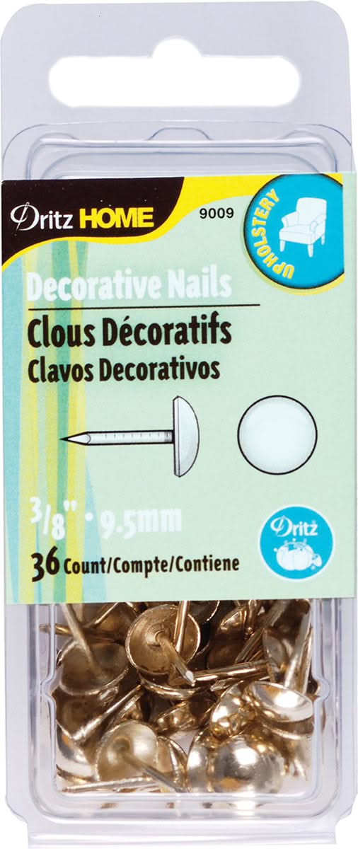 Dritz Home Decorative Nails 3/8" 36 pack - Gilt Smooth Head*