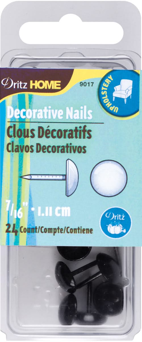 Dritz Home Decorative Nails 7/16" 24 pack - Black Smooth Head*