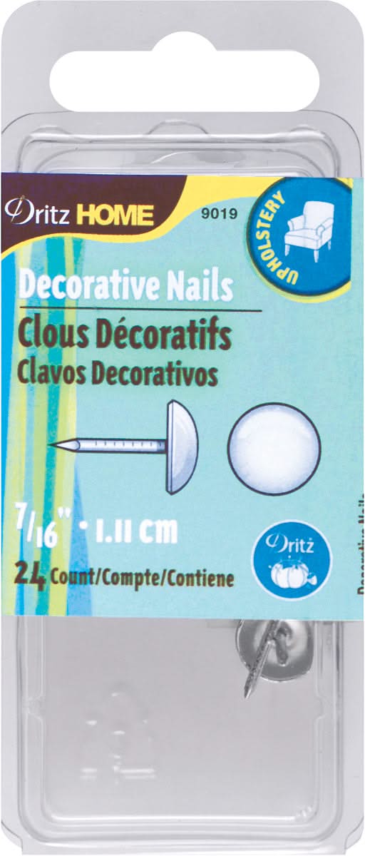 Dritz Home Decorative Nails 7/16" 24 pack - White Smooth Head*