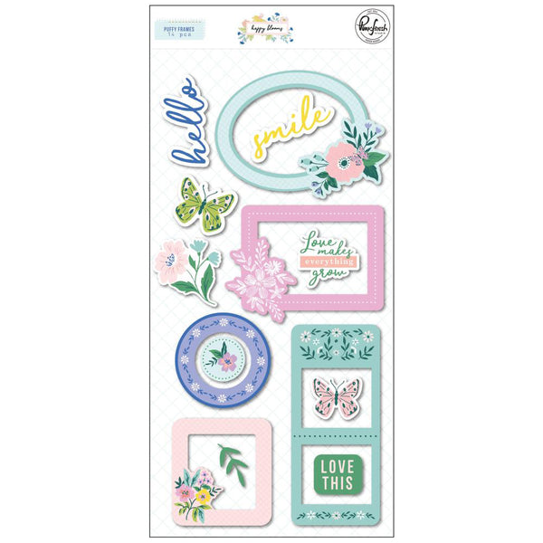 PinkFresh - Puffy Frames Stickers Happy Blooms*