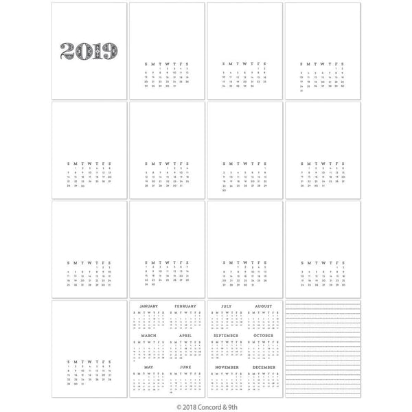 Concord & 9th 4.25inch X5.5inch - Calendar Cards 16 pack