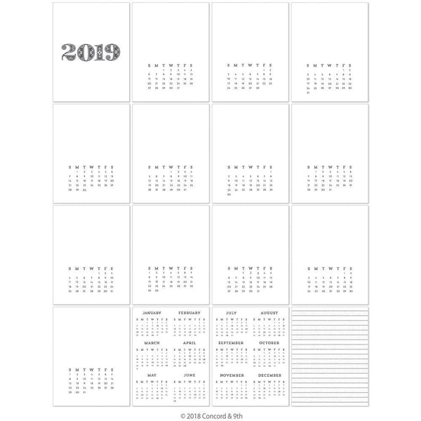 Concord & 9th 4.25inch X5.5inch - Calendar Cards 16 pack