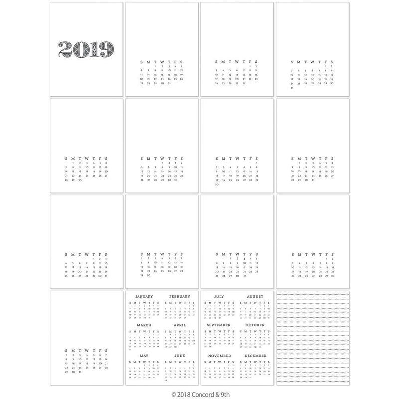 Concord & 9th 4.25inch X5.5inch - Calendar Cards 16 pack