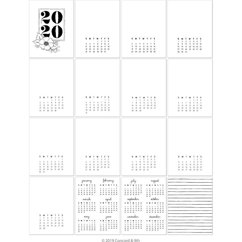 Concord & 9th 4.25in X 5.5in - 2020 Calendar Cards 16 pack*