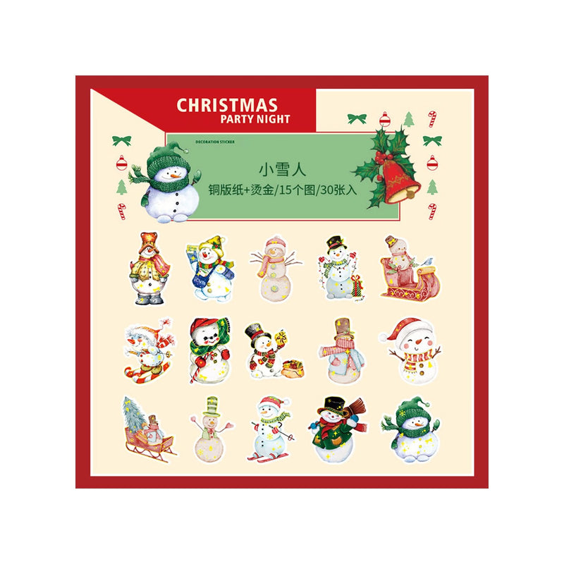 Poppy Crafts Christmas Pre-Cut Sticker - 30 pack - Snow Man*