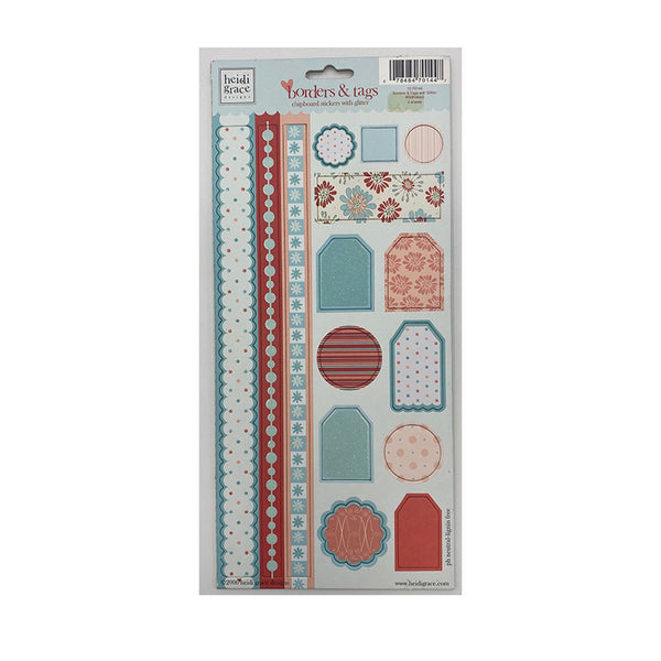 Heidi Grace Large Chipboard Stickers with Glitter - Borders with Tags - Wildflowers
