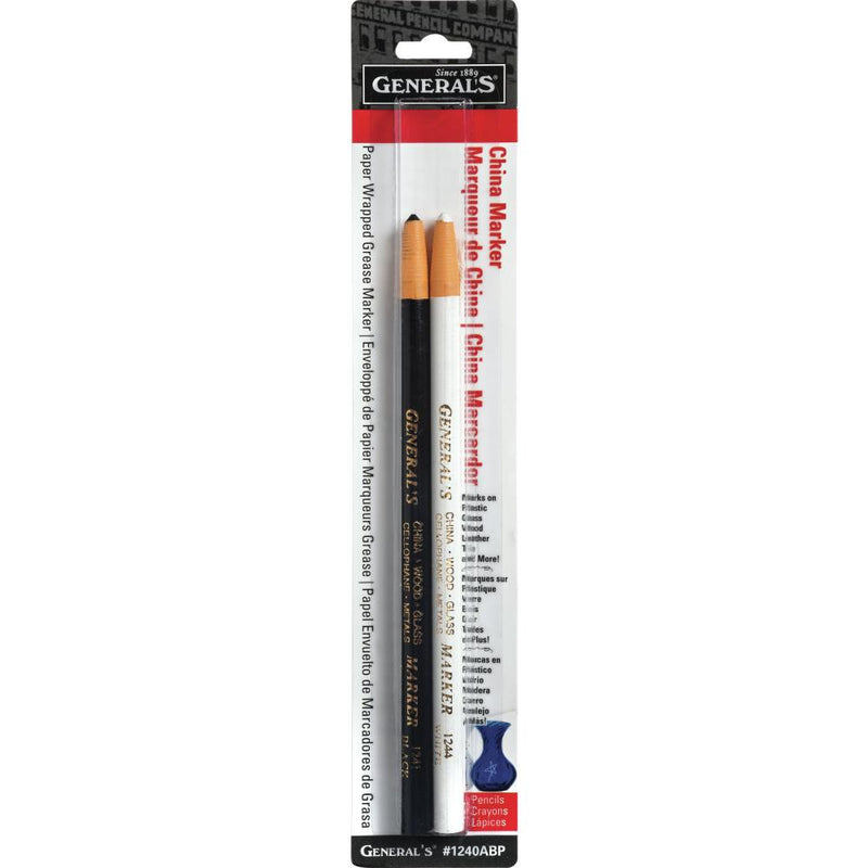 General Pencil China Marker Multi-Purpose Grease Pencils 2 pack - Black & White