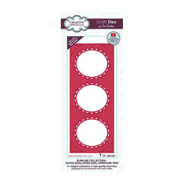 Creative Expressions Craft Dies By Sue Wilson - Slimline - Outer Scalloped Oval Aperture*