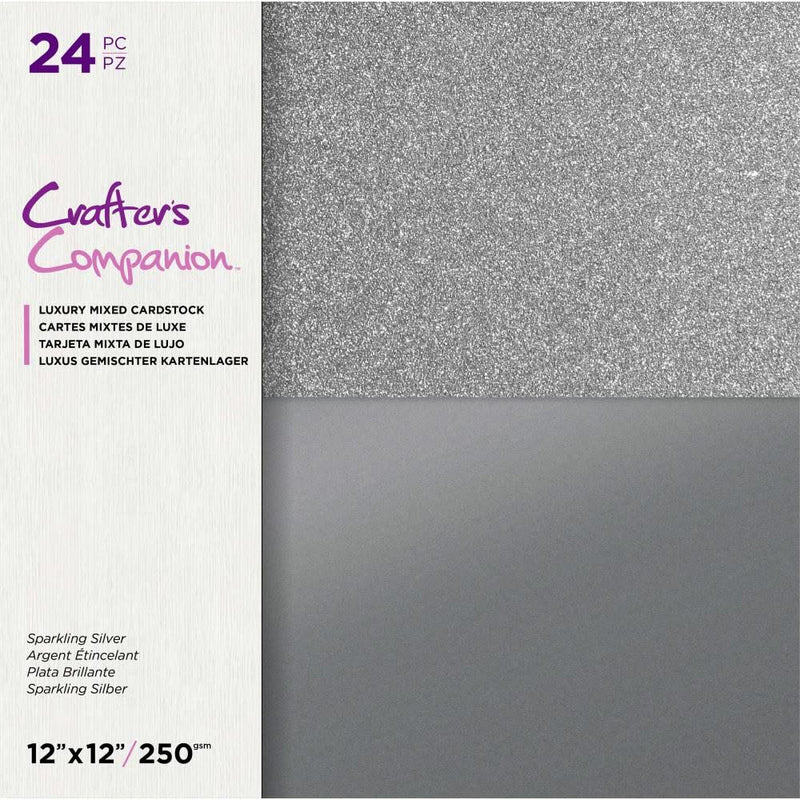 Crafter's Companion Mixed Cardstock Pad 12"x 12" 24 pack - Sparkling Silver