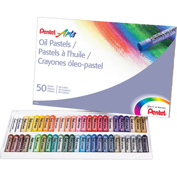 Pentel Arts Oil Pastels 50/Pkg - Assorted Colours