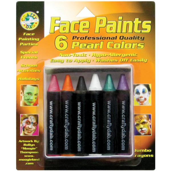 Face Paint Jumbo Crayons 6/Pkg - Pearl
