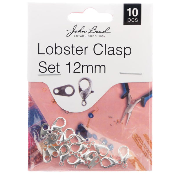 John Bead Lobster Clasp Set 12mm 10 pack  Silver*