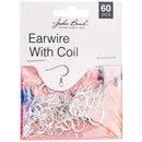 John Bead Earwire with Coil 60 pack  Silver*