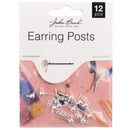 John Bead Earring Post w/5mm Ball 12 pack  Silver*