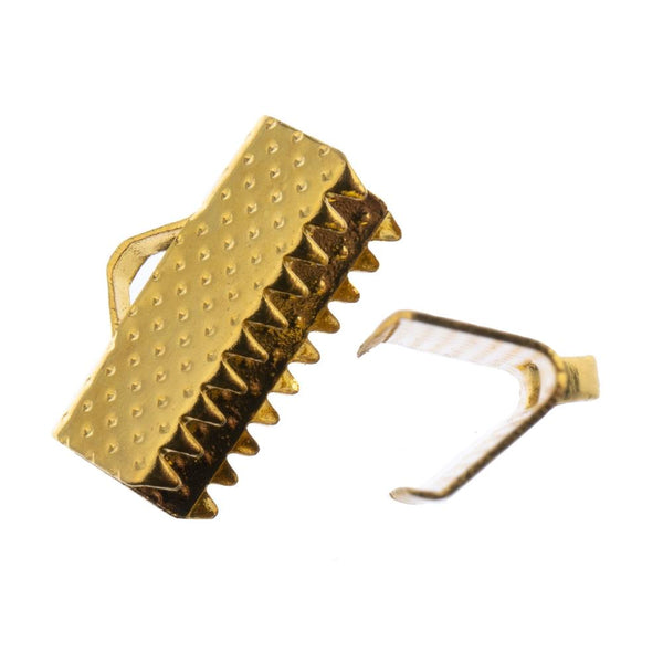 John Bead Ribbon Cord Clamp 13mm 3 pack  Gold