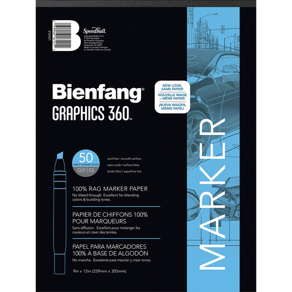 Bienfang Graphics 360 Marker Paper Pad 9"X12" - 50 Sheets