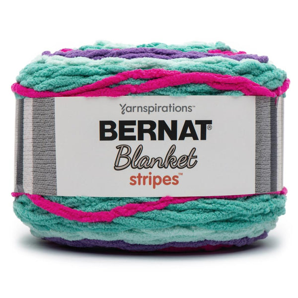 Bernat Blanket Stripes Yarn - Aqua Violet^