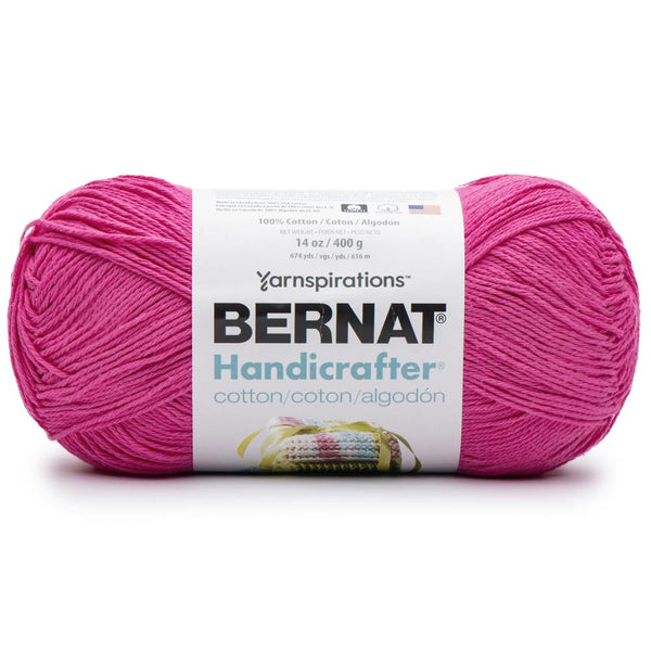 Bernat Handicrafter Cotton Yarn - Solids - Hot Pink