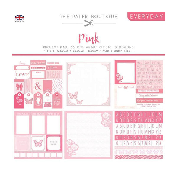 The Paper Boutique - Everyday Shades Of Pink - 8"x 8"  Project Pad*