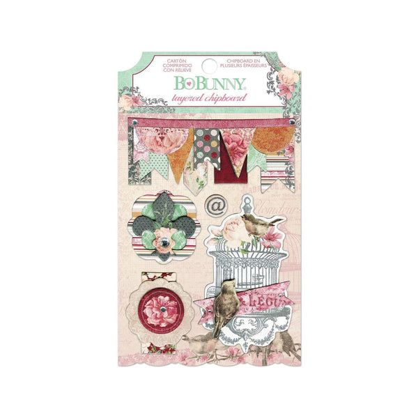 Bo Bunny - Madeleine Layered Chipboard Elements - Pack of 5