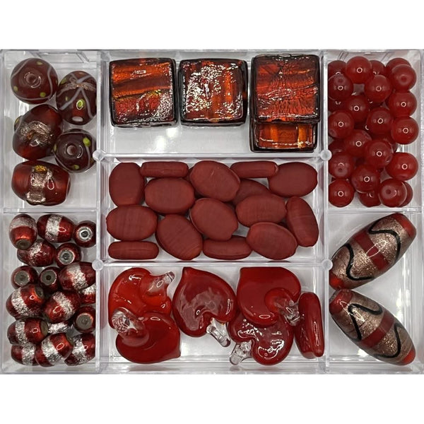Bead Bazaar Glass Beads In A Case - Red*