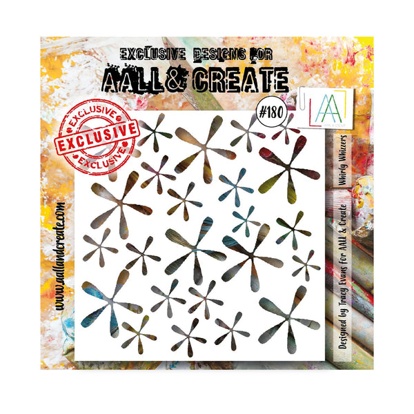 Aall & Create - 6"x6" Stencil #180 - Whirly Whizzers