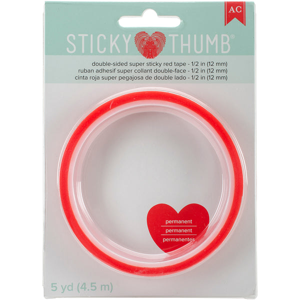 Sticky Thumb Double-Sided Super Sticky Red Tape .5"x5yd