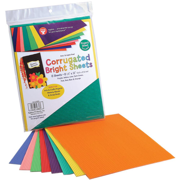 Hygloss - Corrugated Sheets 8.5"x 11" 8 pack - Brights