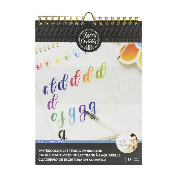 Kelly Creates Watercolor Brush Lettering Workbook 8.5in x 11in - Script Lettering - 87 Sheets