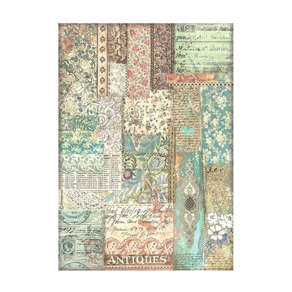 Stamperia Rice Paper Sheet A4 - Brocante Antiques - Patchwork