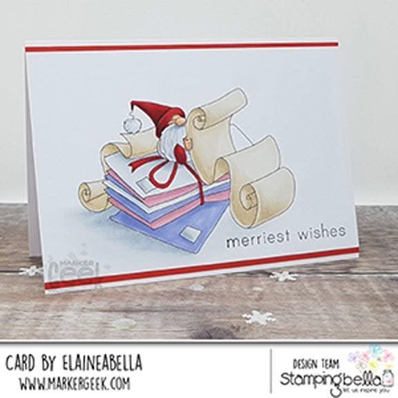 Stamping Bella Cling Stamps - Gnome with A List - Stamp is approx. 3 x 4 inches.*