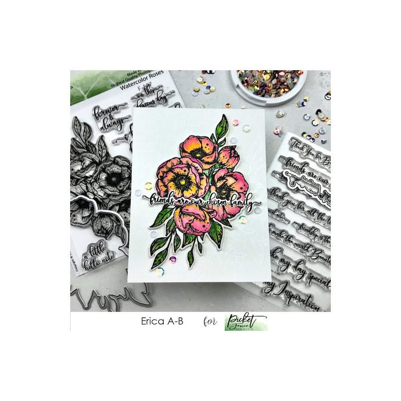 Picket Fence Studios 6"x 6" Stamp Set - Watercolour Roses*