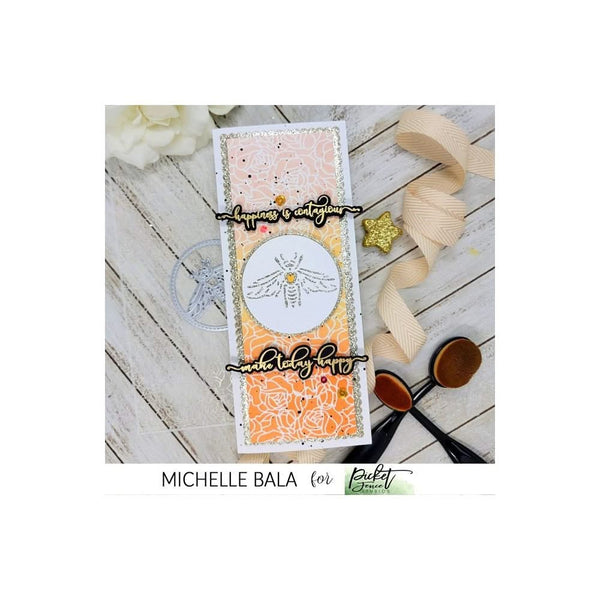 Picket Fence Studios Stencil 4"X10" - Rose Lines - Slim Line*