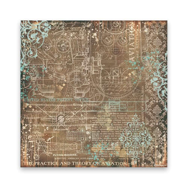 Stamperia Polyester Fabric 12"X12" 4 pack - Sir Vagabond Aviator*